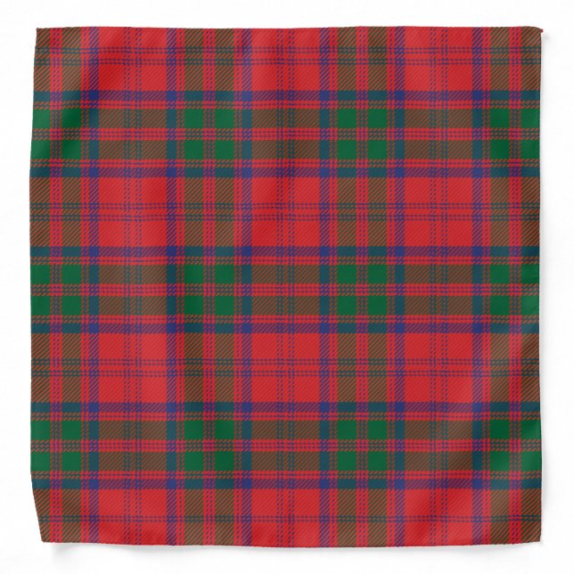 Plaid Red and Green Rustic Classic Tartan Bandana (Front)