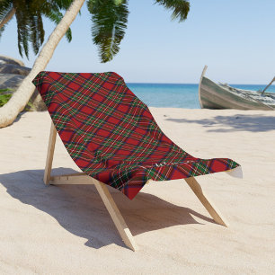 Plaid Red and Green Rustic Classic Tartan Beach Towel