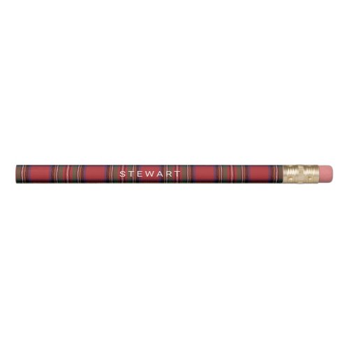 Plaid Red and Green Stewart Rustic Tartan Pencil
