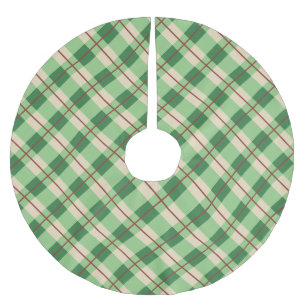 Plaid Red And Green Tartan Checkered Brushed Polyester Tree Skirt