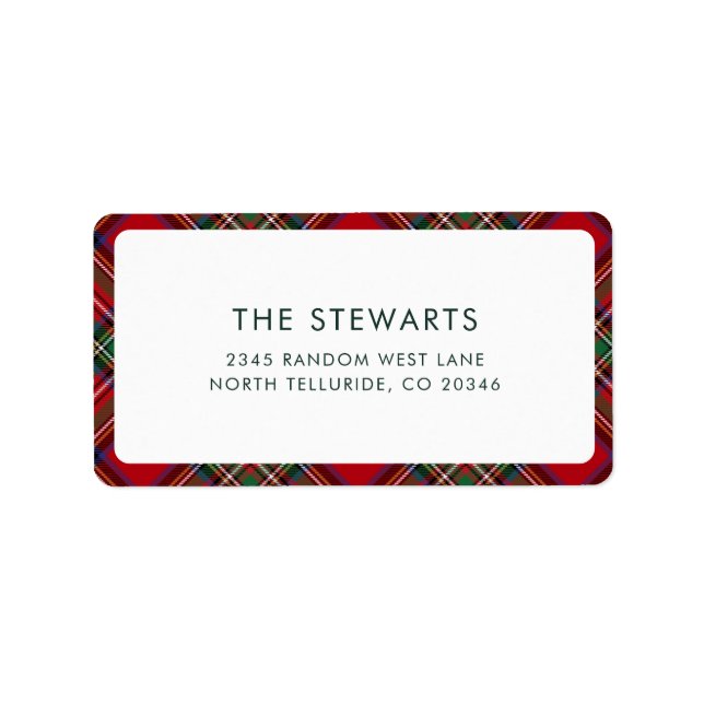 Plaid Red and Greet Stewart Tartan Address Label (Front)