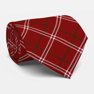  Plaid Red Black and White Neck Tie