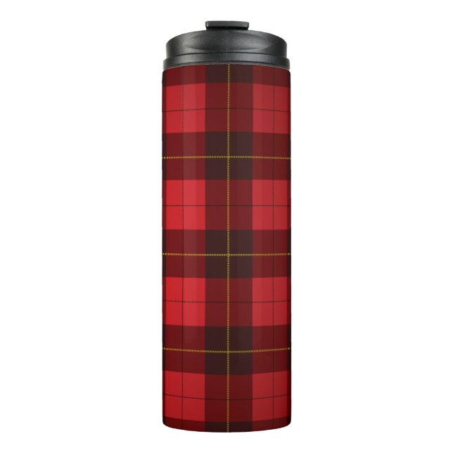 Plaid Red Black Check Rustic Elegant Thermal Tumbler (Front)
