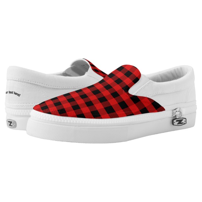 red and black checkered shoes