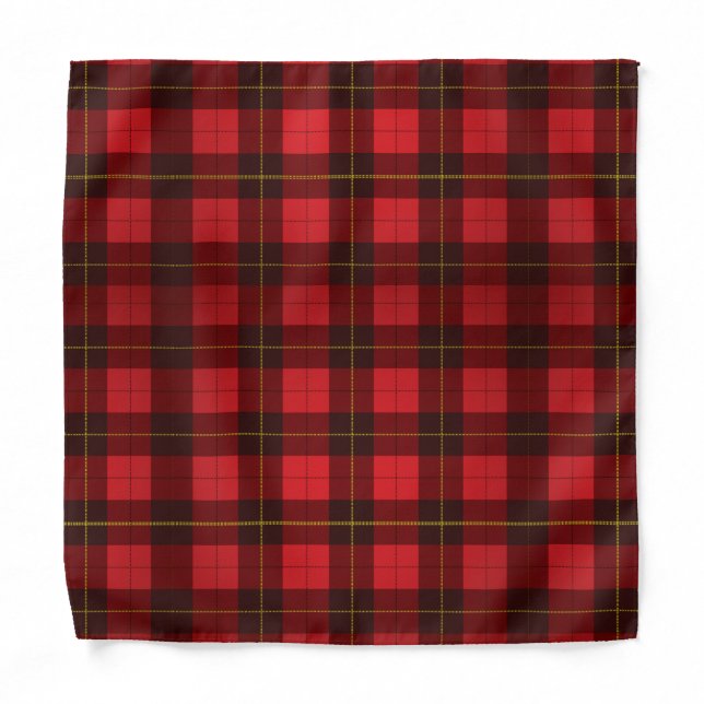 Plaid Red Black Elegant Rustic Tartan Bandana (Front)