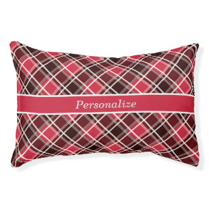 Plaid Red Black & White Geometric Pattern Cat Dog Pet Bed
