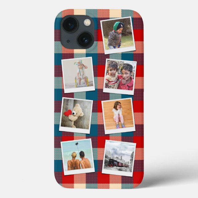 Plaid Red Blue Purple Cream 7 Photo Case-Mate iPhone Case (Back)