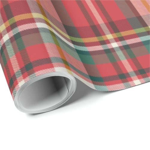 Plaid Red Check Christmas Holidays Rustic Wrapping Paper