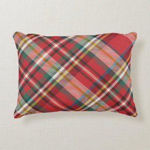 Plaid Red Check Elegant Farmhouse Accent Pillow