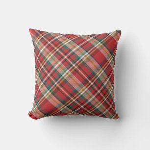 Plaid Red Check Elegant Farmhouse Throw Pillow