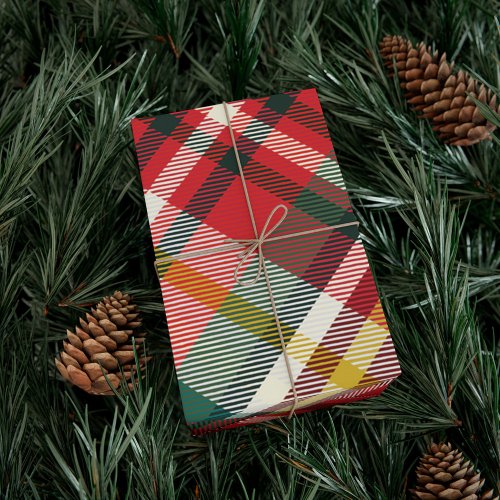 Plaid Red Check Elegant Farmhouse Wrapping Paper