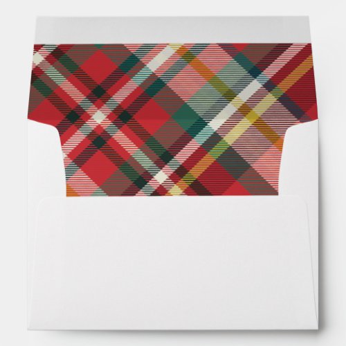 Plaid Red Check Elegant Merry Christmas Farmhouse Envelope