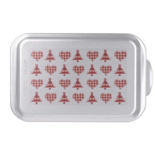 Plaid Red Christmas Trees and Hearts Pattern Cake Pan