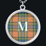 Plaid Red Green Check Rustic Monogram Tartan Silver Plated Necklace<br><div class="desc">Complete your gifting needs with this cute plaid clan Murray tartan necklace for any special occasion including birthdays,  anniversaries,  holidays</div>