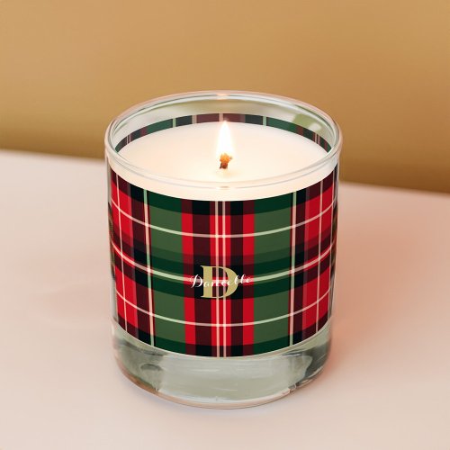 Plaid Red Green Pattern Holiday Festive Christmas Scented Candle