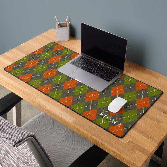 Plaid Red Green Personalized Desk Mat (Office 2)