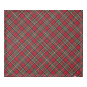 Plaid Red Green Rustic Clan Stewart Tartan Duvet Cover