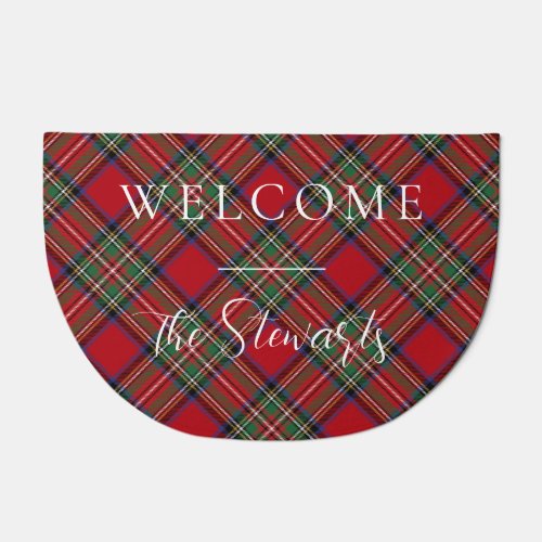 Plaid Red Green Rustic Stewart Tartan Welcome Doormat
