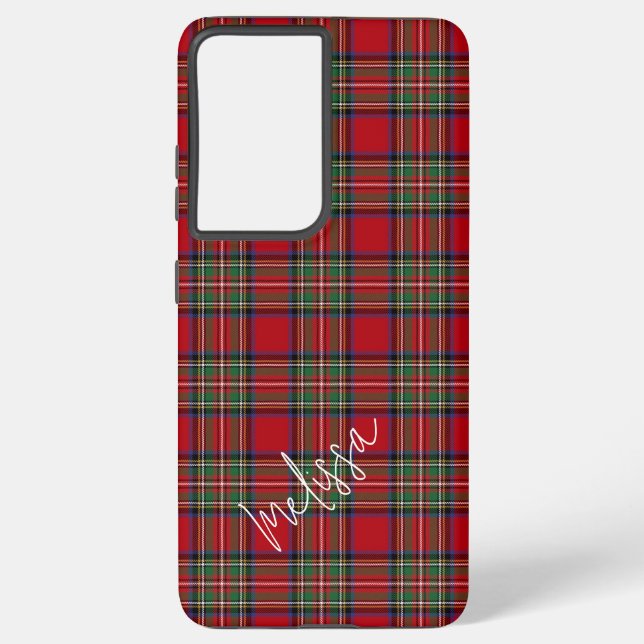 Plaid Red Green Script Stewart Tartan Samsung Galaxy Case (Back)