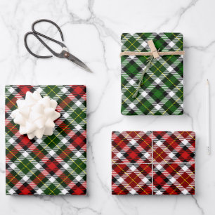 Plaid Red Green White and Black Wrapping Paper Sheets