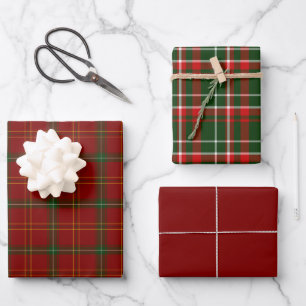 Plaid Red Green White and Black Wrapping Paper Sheets