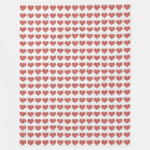 Plaid Red Hearts Pattern Dotty Fleece Blanket