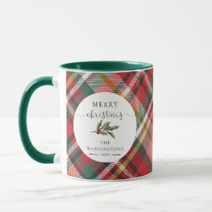 Plaid Red Merry Family Christmas Rustic Custom Mug
