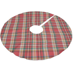 Plaid Red Rustic Christmas Brushed Polyester Tree Skirt