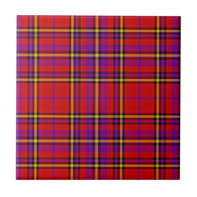 Plaid Red Tartan Swahili Checkered Pattern-54813 Ceramic Tile (Front)