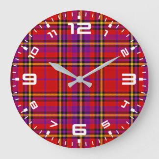 Plaid Red Tartan Swahili Checkered Pattern-54813 Large Clock