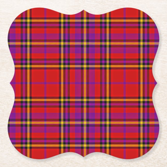 Plaid Red Tartan Swahili Checkered Pattern-54813 Paper Coaster (Front)