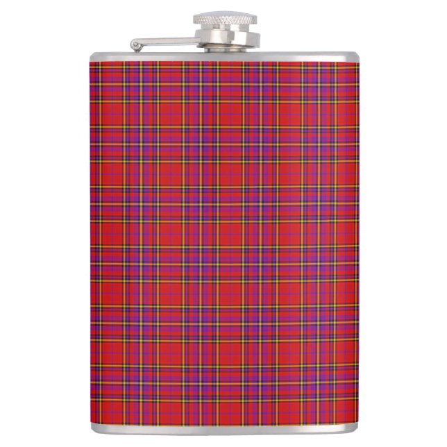 Plaid Red Tartan Swahili Checkered Pattern Flask (Front)