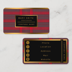 Plaid Red Traditional Tartan Modern Collection Business Card