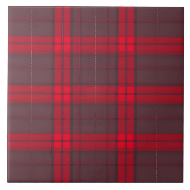 Plaid Red Traditional Tartan Modern Collection Ceramic Tile (Front)