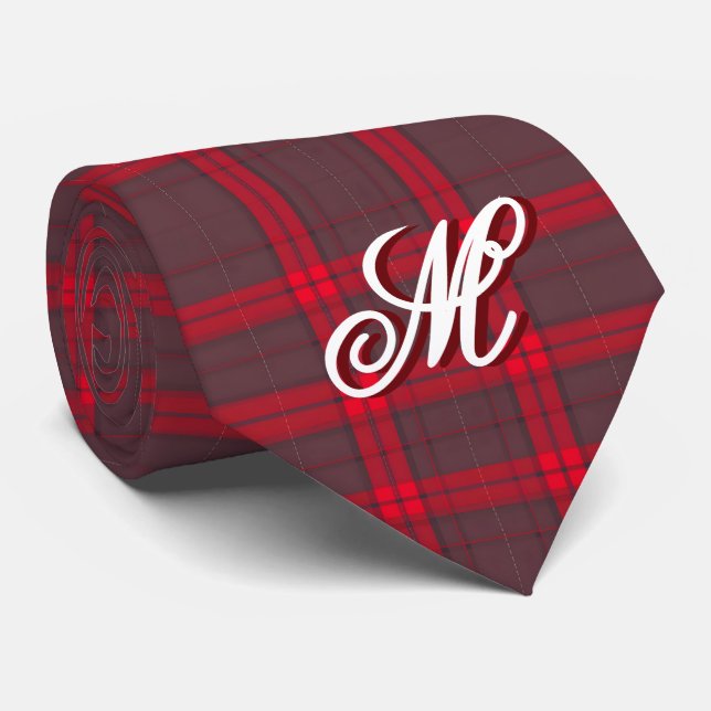 Plaid Red Traditional Tartan Modern Collection Neck Tie (Rolled)