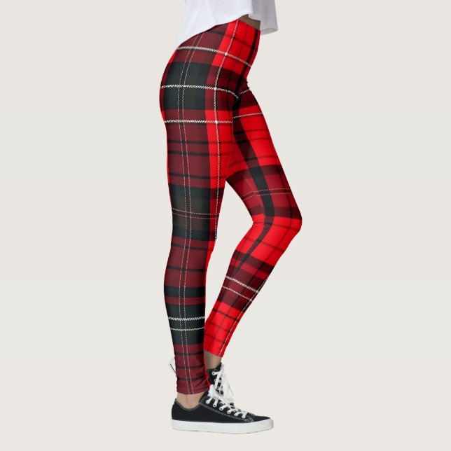Plaid Red Traditional Tartan Popular Collection Leggings (Right)