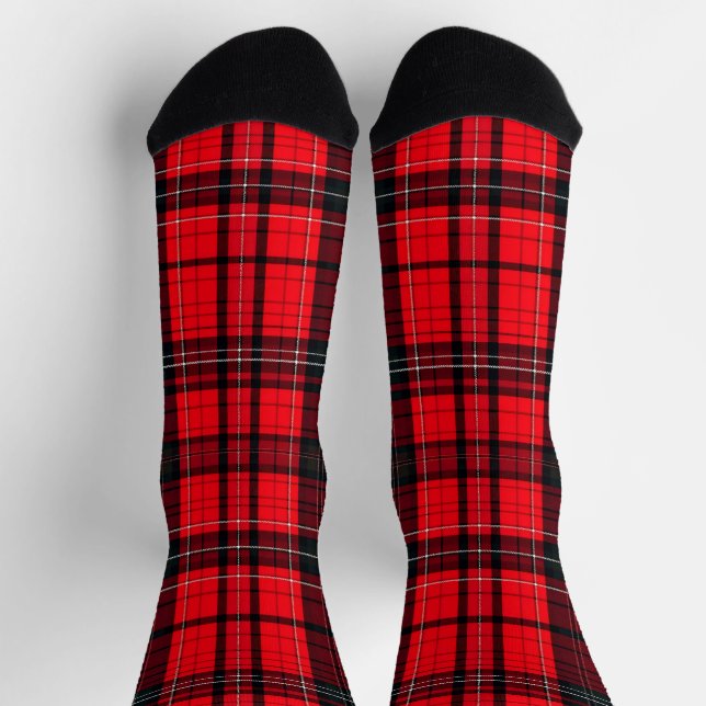 Plaid Red Traditional Tartan Popular Collection Socks (Top)