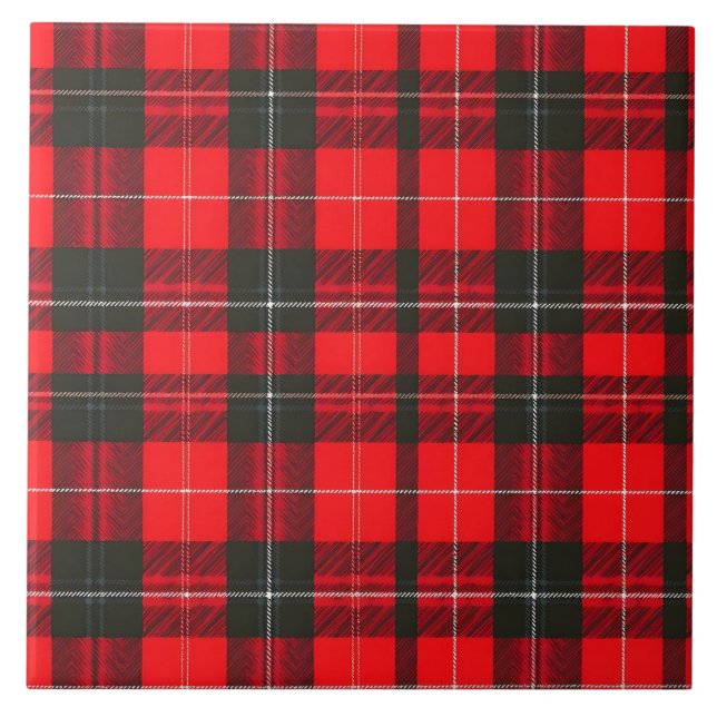 Plaid Red Traditional Tartan Trendy Collection Ceramic Tile (Front)