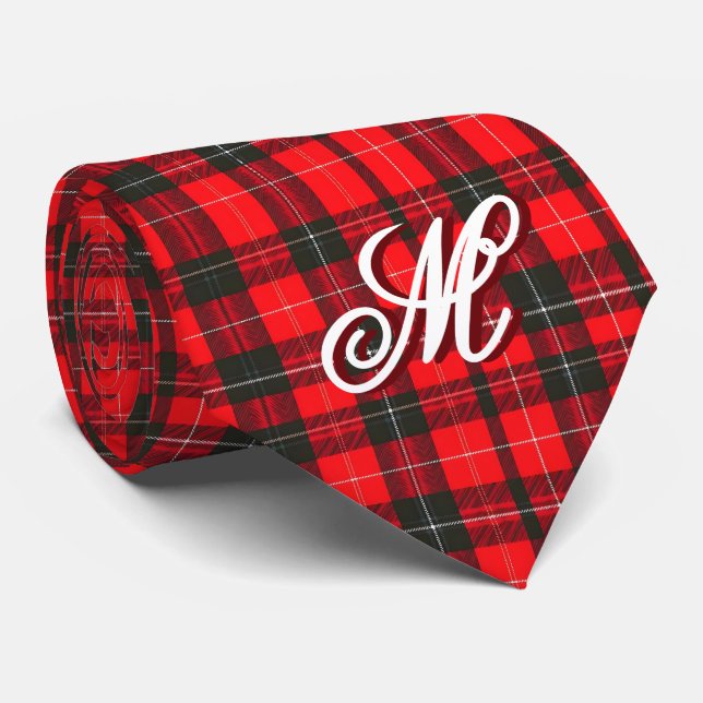 Plaid Red Traditional Tartan Trendy Collection Neck Tie (Rolled)