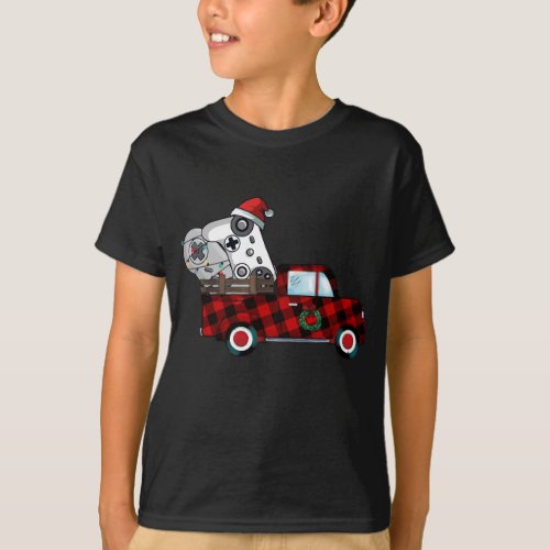 Plaid Red Truck Controller Video Game Christmas Pa T_Shirt
