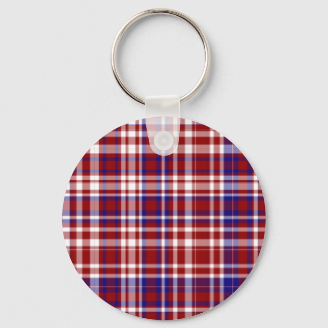 Plaid,Red,White,Blue Coll. 01-KEYCHAIN Keychain (Front)