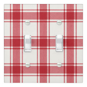 Plaid Red & White  Light Switch Cover