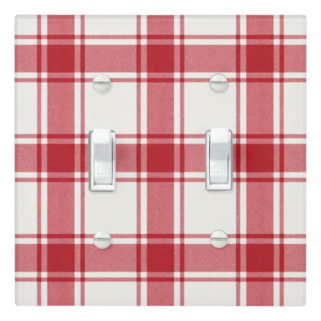 Plaid Red & White  Light Switch Cover (In Situ)