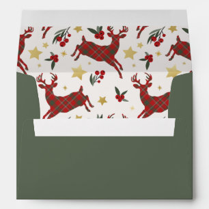 Plaid Reindeer Liner Christmas Envelope