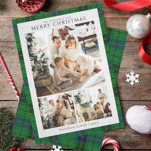 Plaid Retro Christmas Photos Tartan Rustic Holiday Card