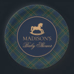 Plaid Rocking Horse Baby Shower Envelope Seal Paper Plates<br><div class="desc">Bring timeless charm to your celebration with this Classic Rocking Horse Tartan Collection. Featuring deep navy tones, classic blue plaid, and luxe gold accents, this vintage-inspired design captures the elegance of an heirloom nursery. The sweet rocking horse motif adds a nostalgic touch, making it the perfect choice for a baby...</div>