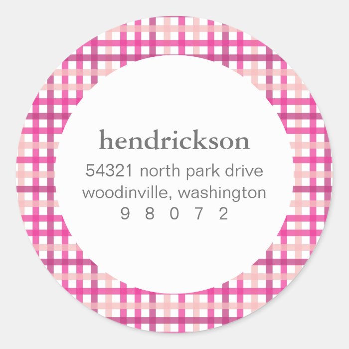 Plaid Round Address Label Stickers