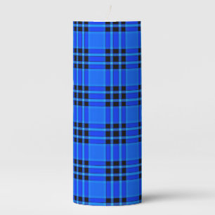 Plaid Royal Blue Black Checks Pattern-57686 Pillar Candle