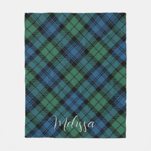 Plaid Rustic Blue Green Campbell Tartan Fleece Blanket