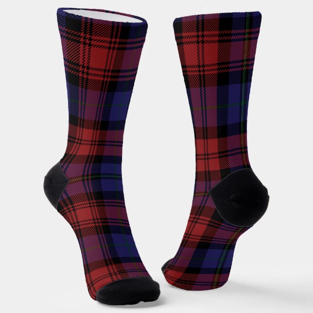 Plaid Rustic Checkered Pattern Tartan Socks (Angled)
